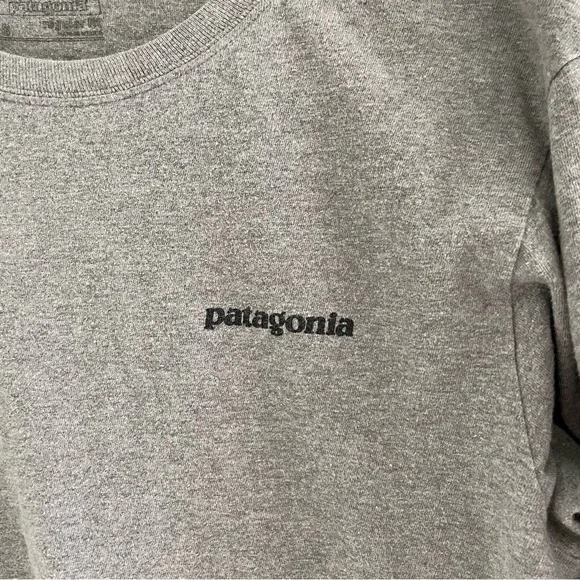 Patagonia Men's Cotton Gray Spell Out Logo Print Long Sleeve T Shirt Size Small - Picture 4 of 7